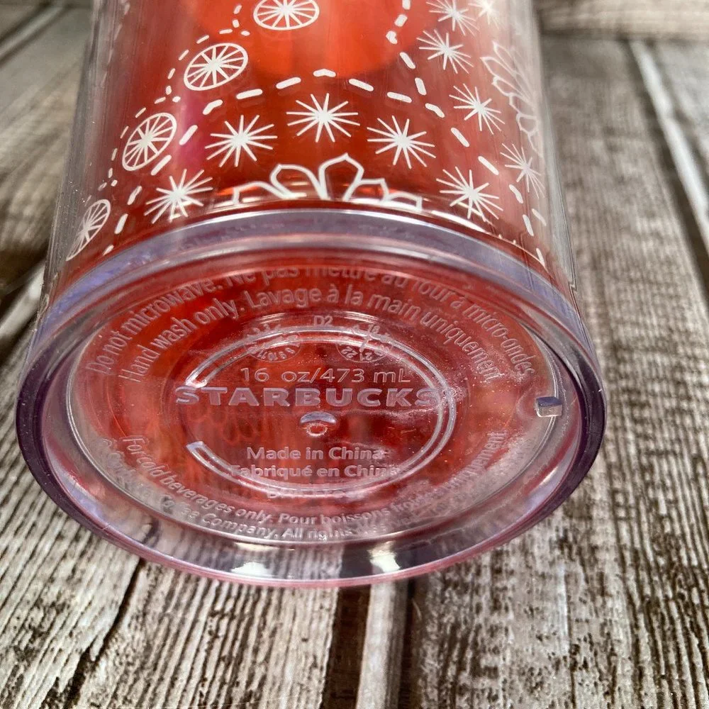 STARBUCKS 16 Oz. Peach Siren Tumbler Straw Cold Cup Reusable Floral Design